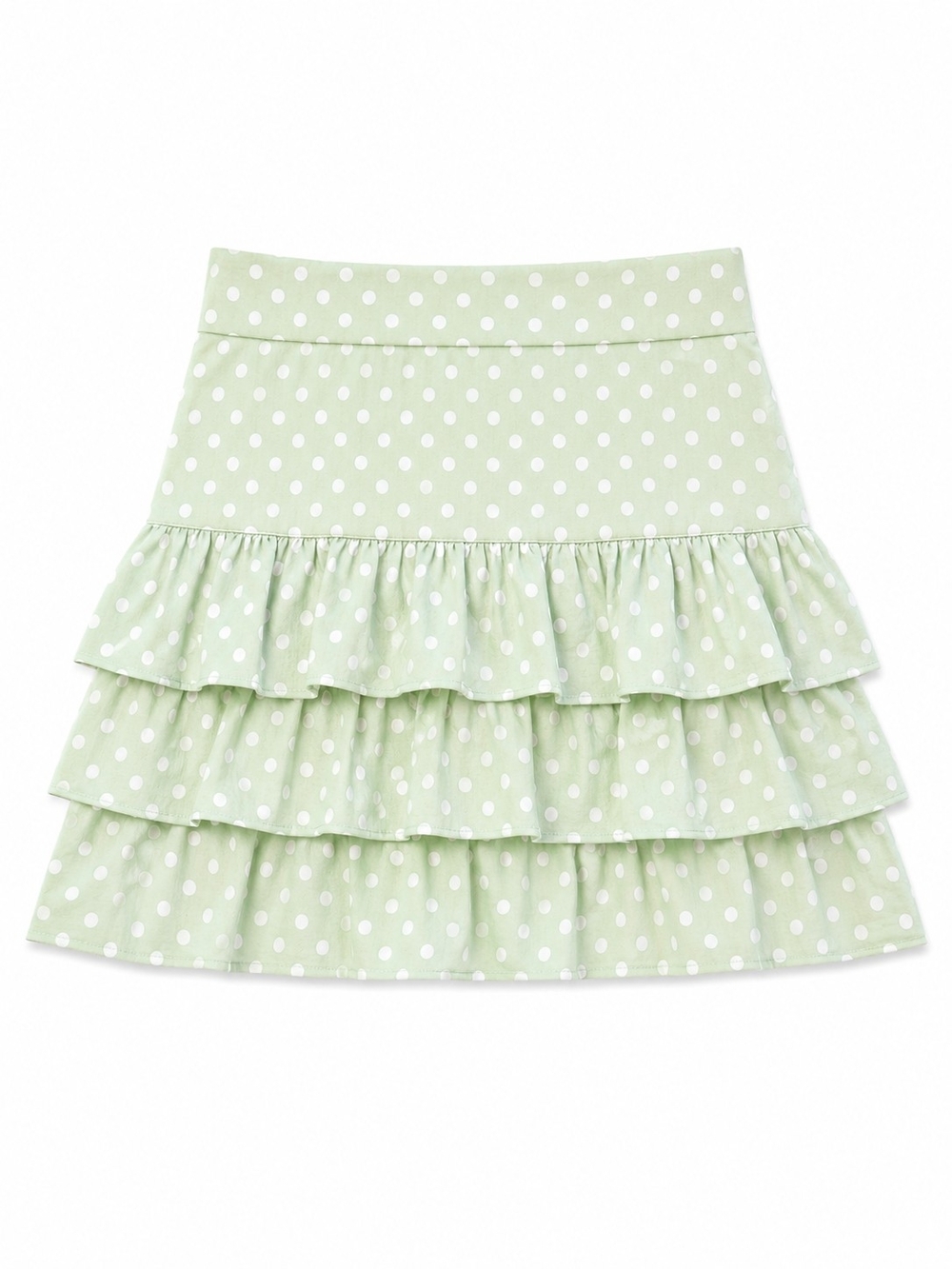 Zara Light Green Polka Dot Tiered Skort Size Small